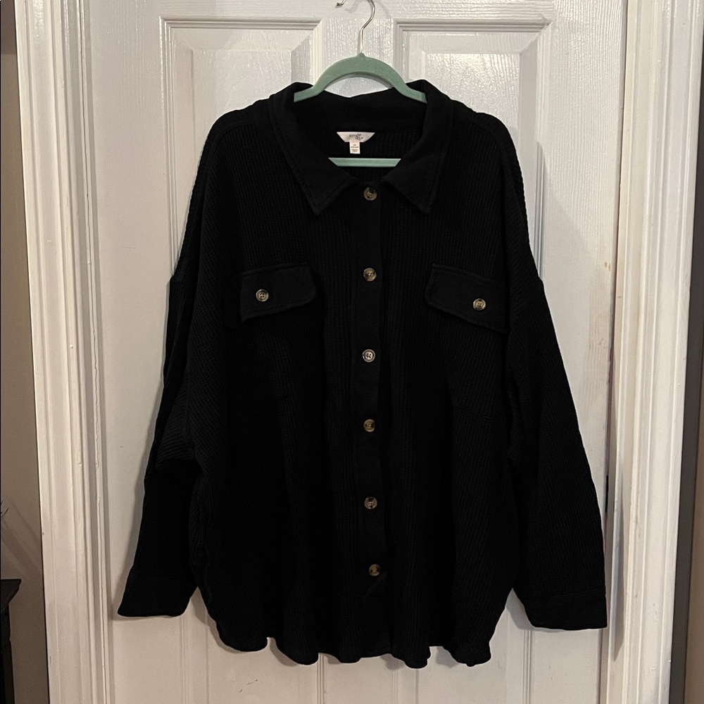 Terra & Sky Black Button-Up Sweater
